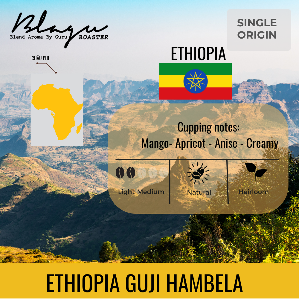 BLAGU Coffee Roasted Beans Ethiopia Guji Hambela - Light Medium - 250G