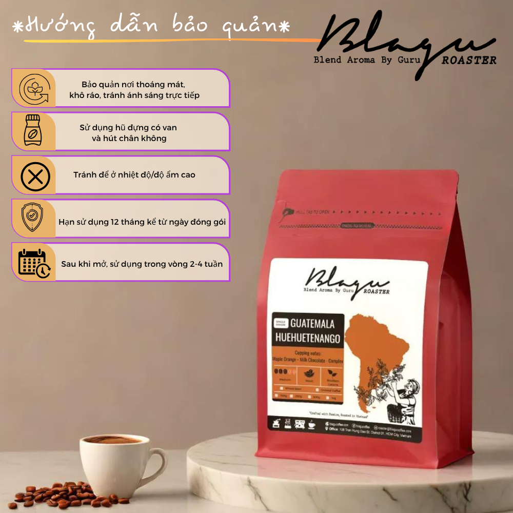 BLAGU Coffee Roasted Beans Guatemala Huehuetenango - Medium - 250g