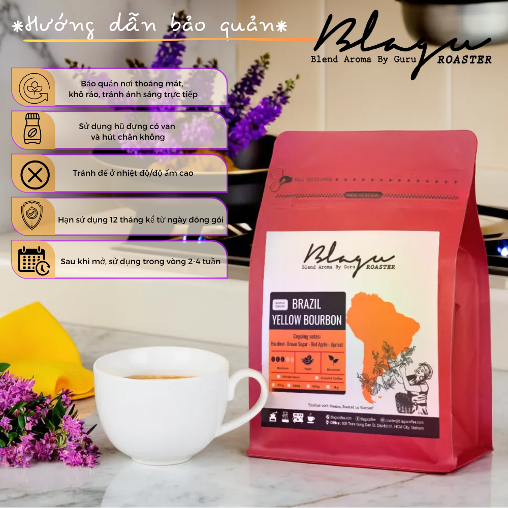 BLAGU Coffee Roasted Beans Brazil Yellow Bourbon