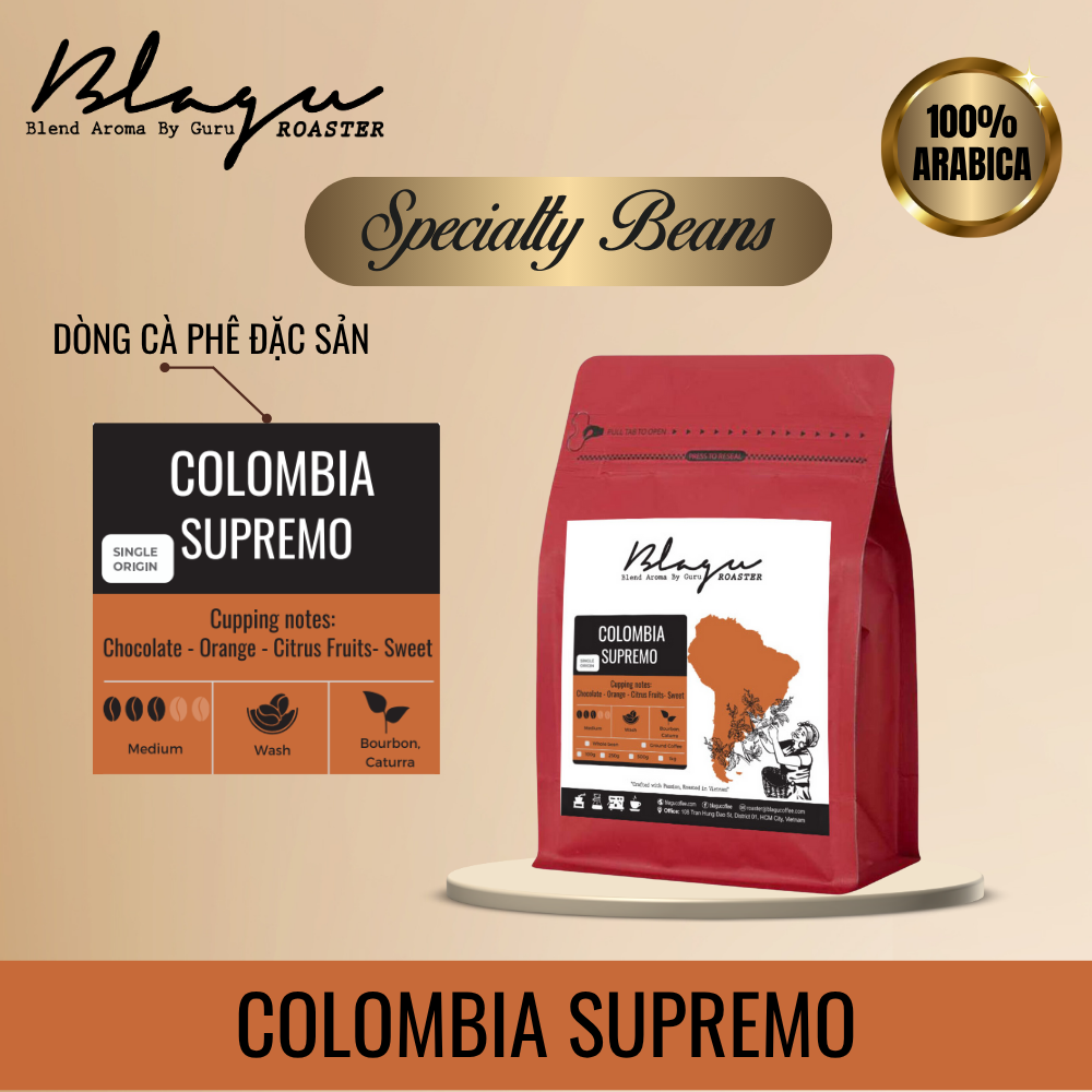 BLAGU Coffee Roasted Beans Colombia Supremo – 250g