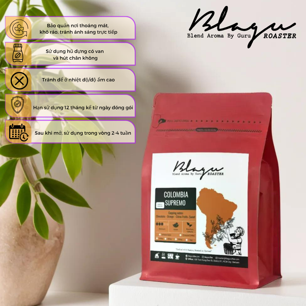 BLAGU Coffee Roasted Beans Colombia Supremo – 250g