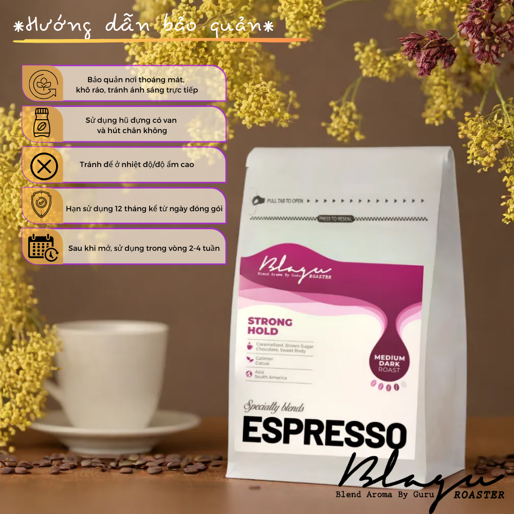 BLAGU Roasted Bean Espresso - Strong Hold - 250g