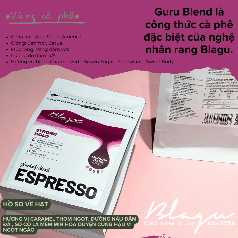 BLAGU Roasted Bean Espresso - Strong Hold - 250g