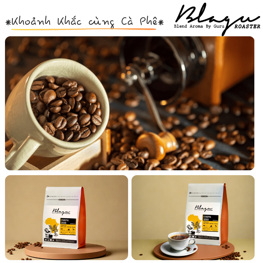 BLAGU Coffee Roasted Beans Ethiopia Gedeb – Light Medium Roast – 250g