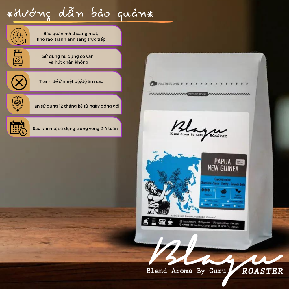 BLAGU Coffee Roasted Beans Papua New Guinea - Medium Roast - 250g