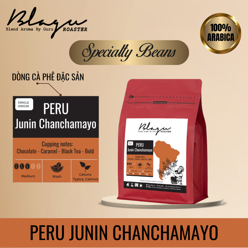 BLAGU Coffee Roasted Beans Peru Junin Chanchamayo – Medium Roast – 250g