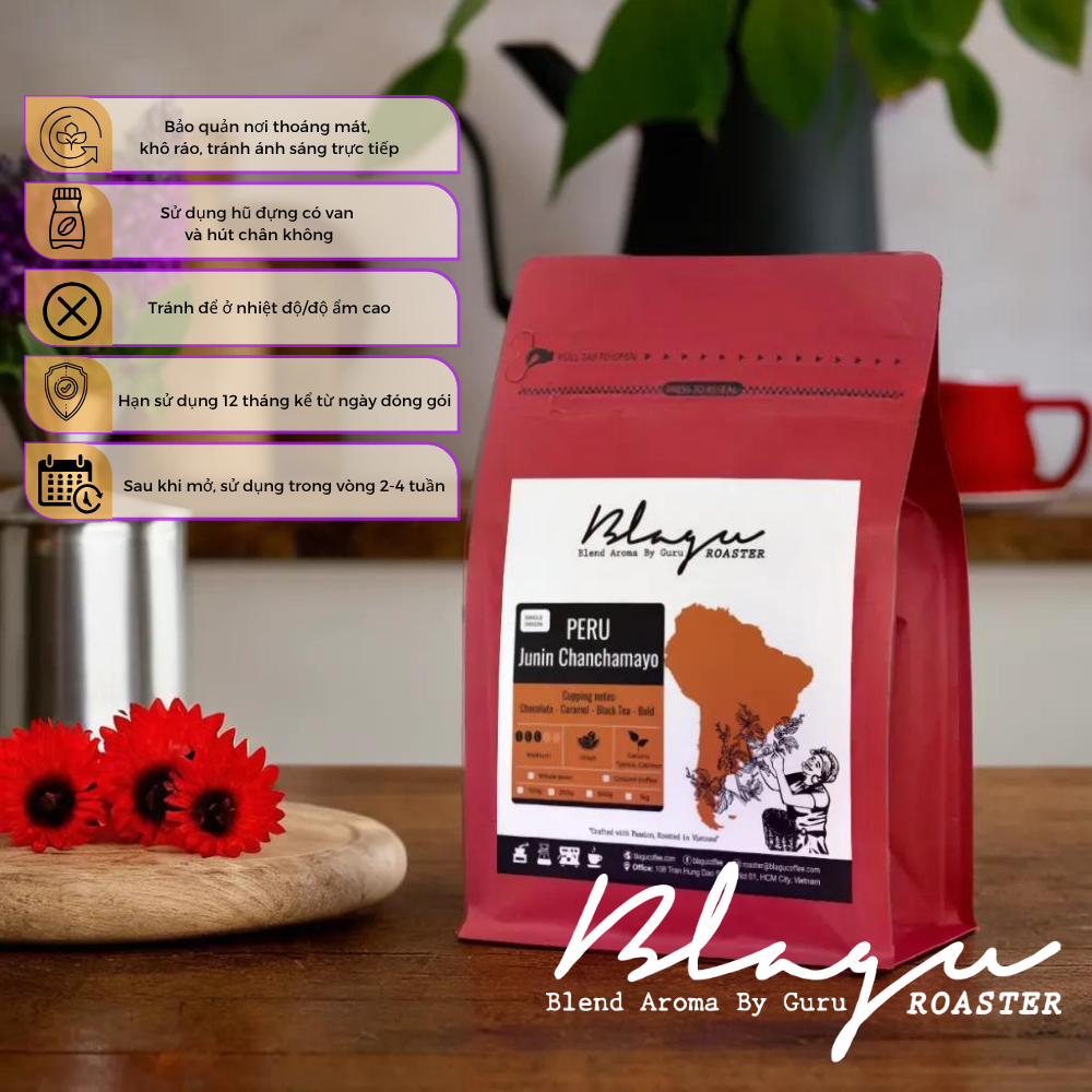 BLAGU Coffee Roasted Beans Peru Junin Chanchamayo – Medium Roast – 250g
