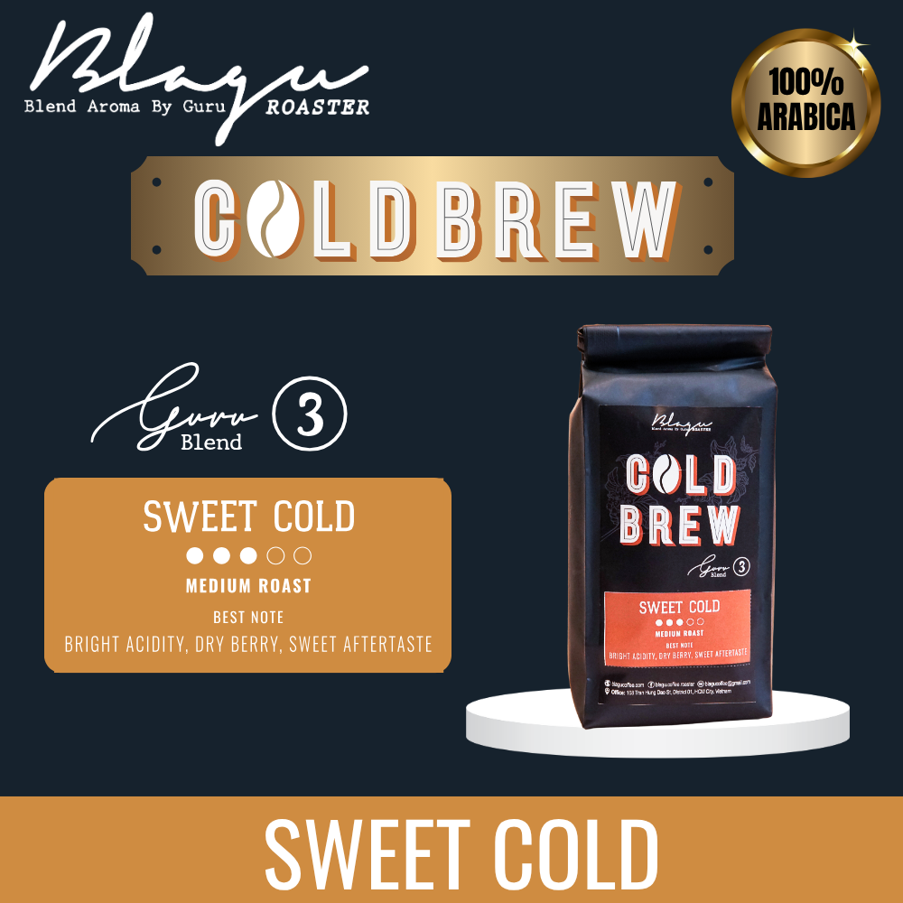 BLAGU Coffee Roasted Beans Guru 3 blend Cold brew - Sweet Cold - Medium Roast - 250g