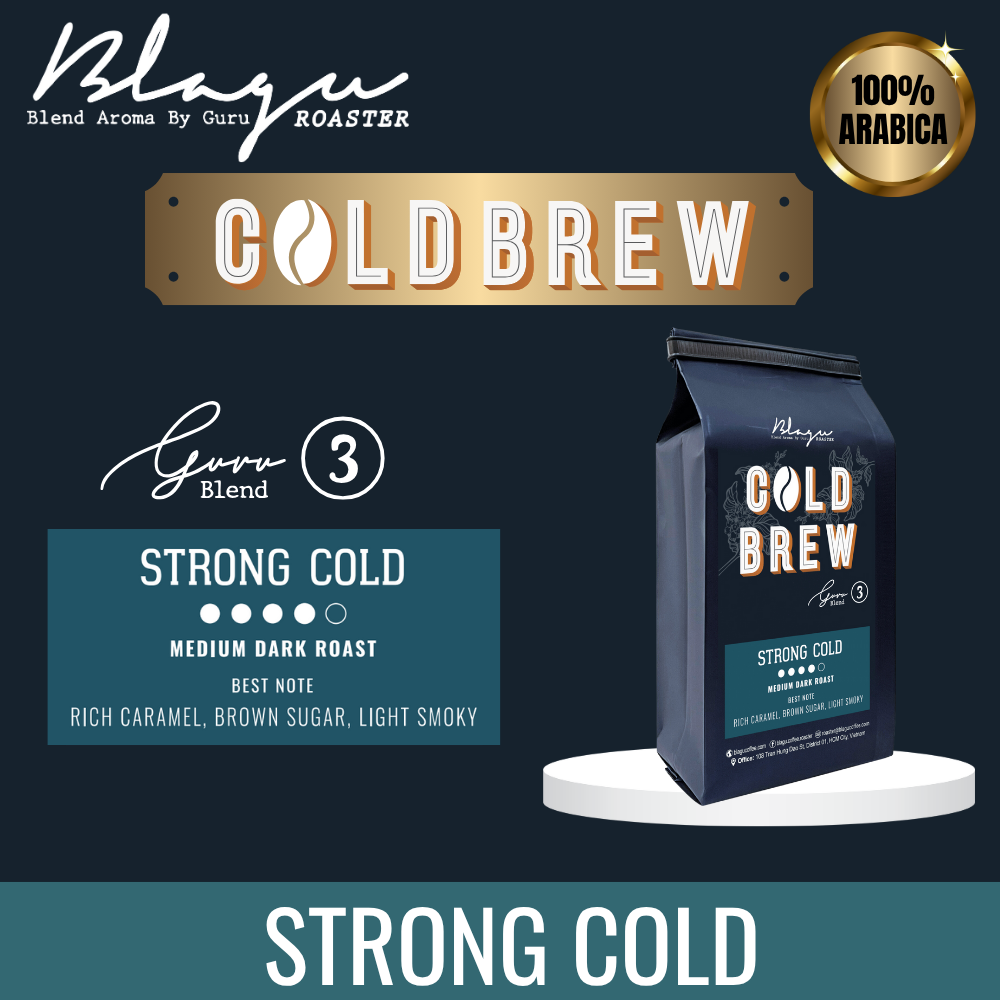 BLAGU Coffee Roasted Beans Guru 3 blend Cold brew - Strong Cold - Medium Dark Roast - 250g