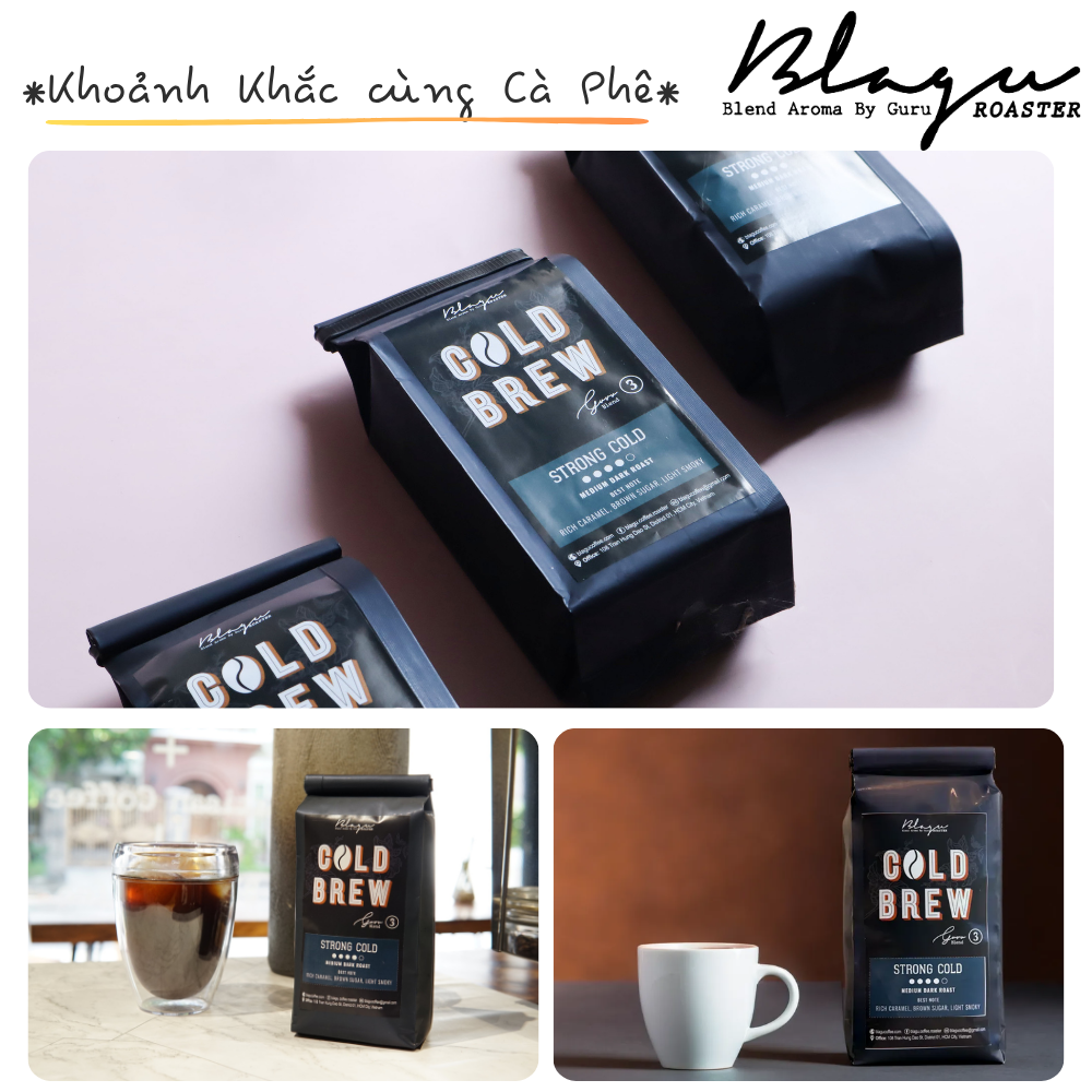 BLAGU Coffee Roasted Beans Guru 3 blend Cold brew - Strong Cold - Medium Dark Roast - 250g