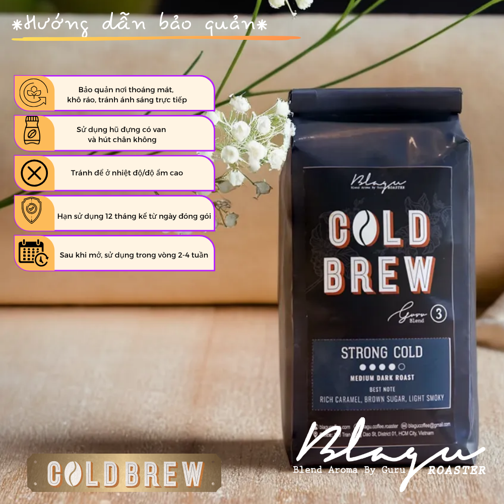 BLAGU Coffee Roasted Beans Guru 3 blend Cold brew - Strong Cold - Medium Dark Roast - 250g