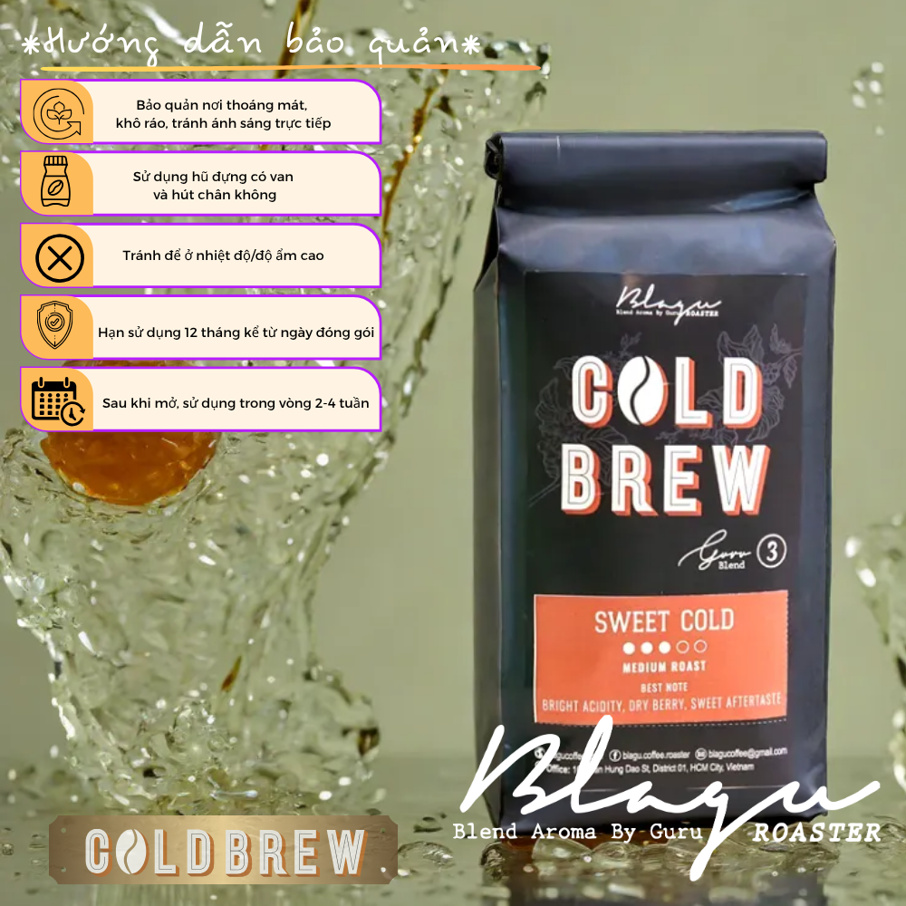 BLAGU Coffee Roasted Beans Guru 3 blend Cold brew - Sweet Cold - Medium Roast - 250g