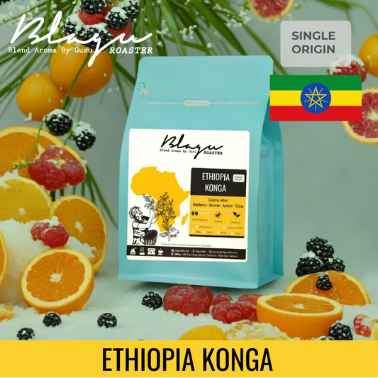 BLAGU Coffee Roasted Beans Ethiopia N. Konga – Light–Medium Roast – 250g