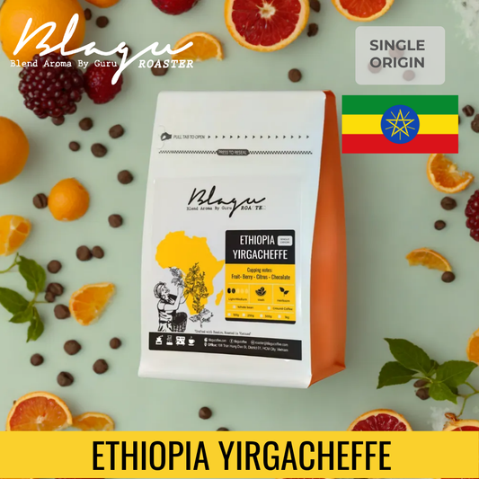BLAGU Coffee Roasted Beans Ethiopia Yirgacheffe - Light Medium Roast - 250G