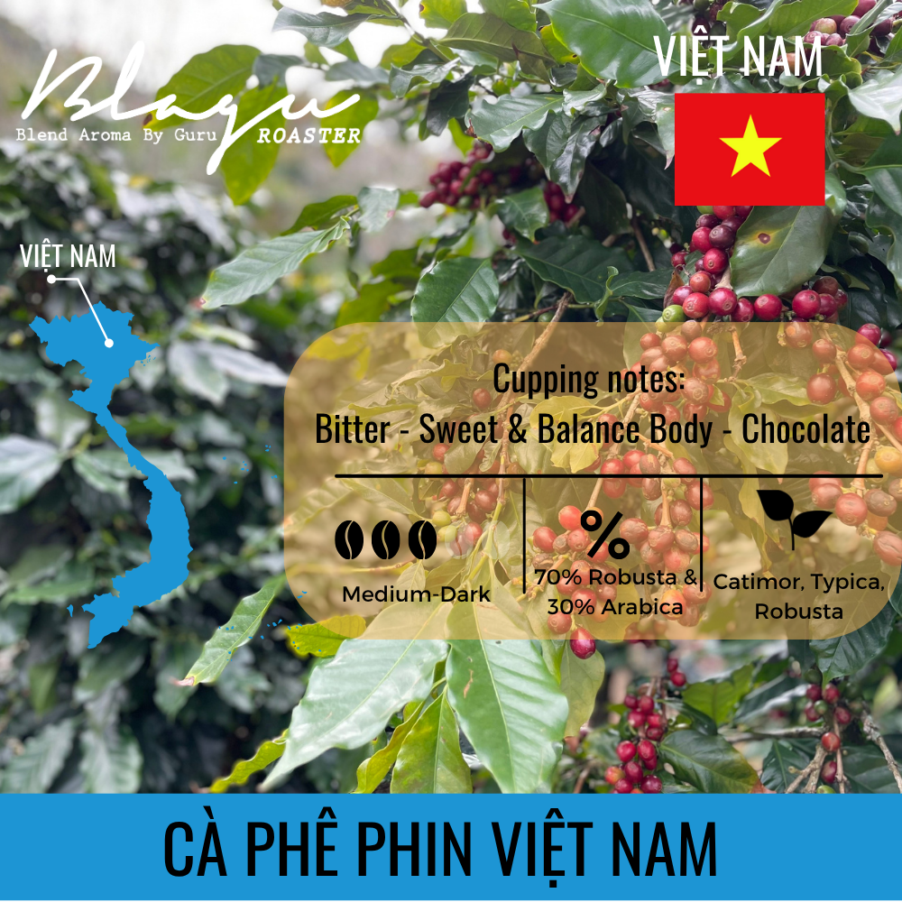 BLAGU Coffee Roasted Beans Vietnam Phin Coffee Roast – Medium Dark Roast – 500g