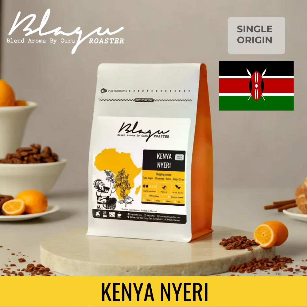 BLAGU Coffee Roasted Beans Kenya Nyeri Chiga – Light Medium Roast – 250g