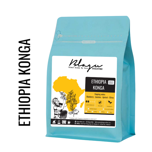 BLAGU Coffee Roasted Beans Ethiopia N. Konga – Light–Medium Roast – 250g