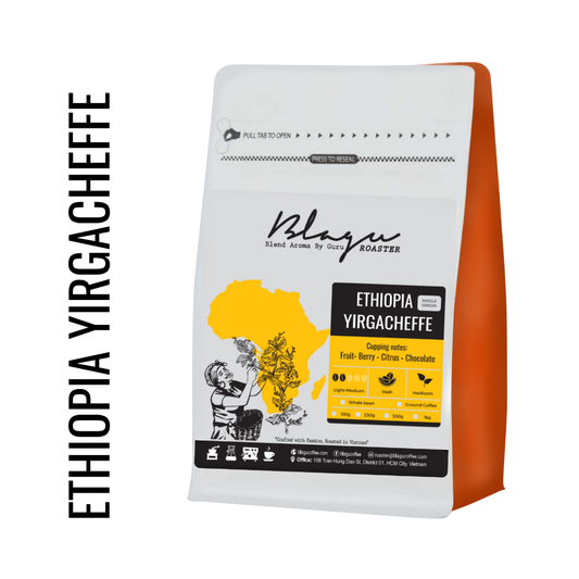 BLAGU Coffee Roasted Beans Ethiopia Yirgacheffe - Light Medium Roast - 250G
