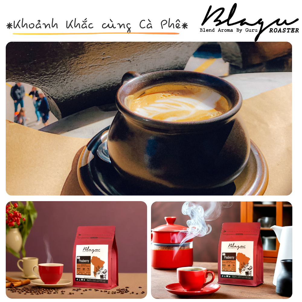 BLAGU Coffee Roasted Beans Peru Peaberry – Medium Dark Roast – 250g