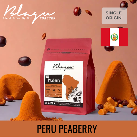 BLAGU Coffee Roasted Beans Peru Peaberry – Medium Dark Roast – 250g