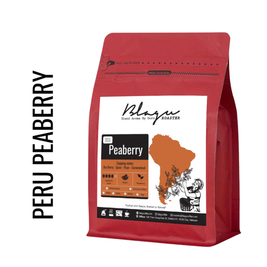 BLAGU Coffee Roasted Beans Peru Peaberry – Medium Dark Roast – 250g