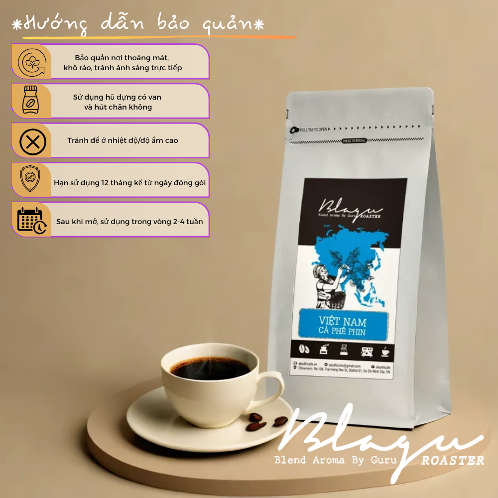 BLAGU Coffee Roasted Beans Vietnam Phin Coffee Roast – Medium Dark Roast – 500g