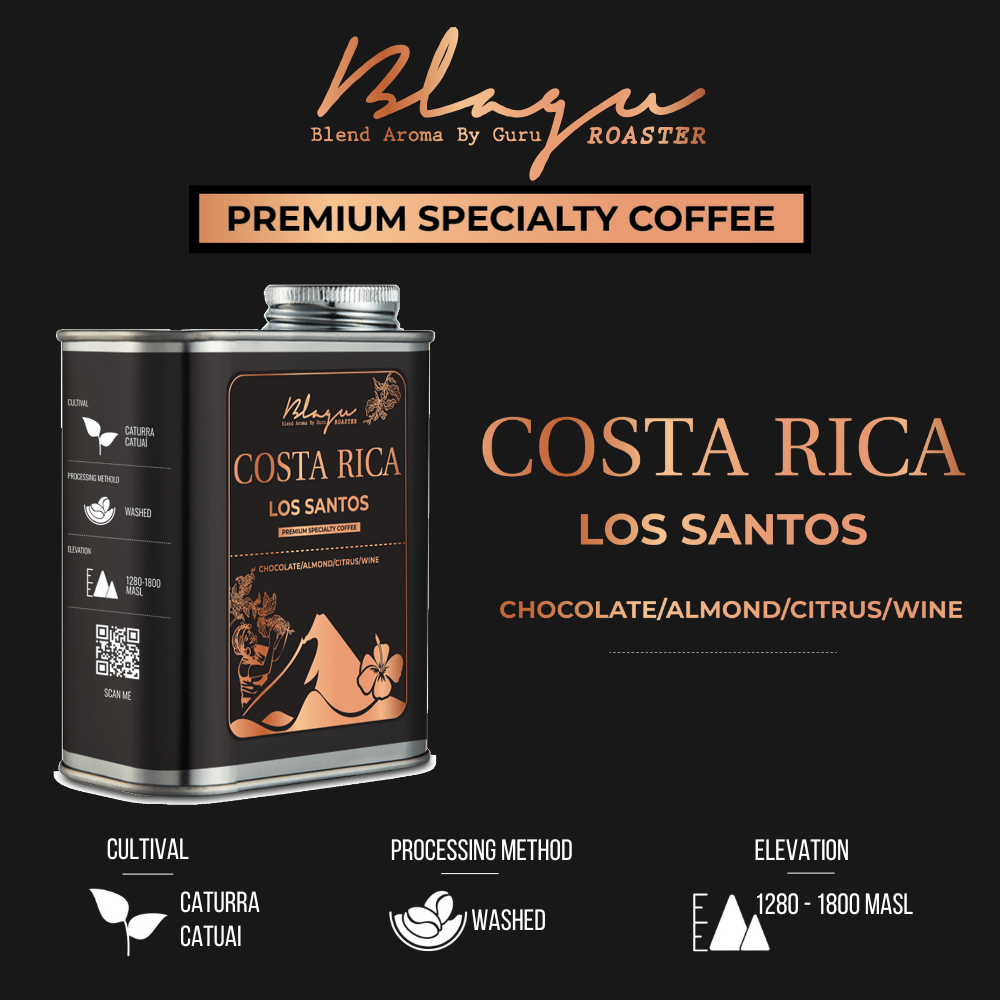 BLAGU Coffee Roasted Beans Costa Rica Los Santos - Medium Roast - 250g
